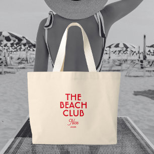 Grand Tote Bag Destination Plage Club Français Red Custom