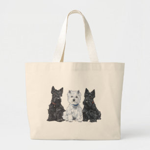 Grand Tote Bag Deux Scotties et un Westie