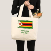 Grand Tote Bag DIEU BÉNÉFICIE DU Drapeau ZIMBABWE (Devant (produit))