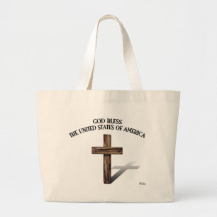 Grand Tote Bag DIEU BÉNISSE LES ÉTATS-UNIS D'AMÉRIQUE croix robus