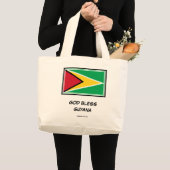 Grand Tote Bag DIEU BLESS GUYANA | Patriotique | Drapeau guyanais (Devant (produit))