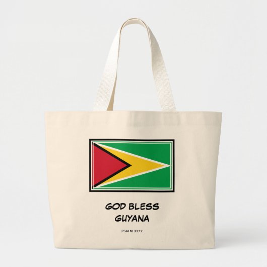 Grand Tote Bag DIEU BLESS GUYANA | Patriotique | Drapeau guyanais (Devant)