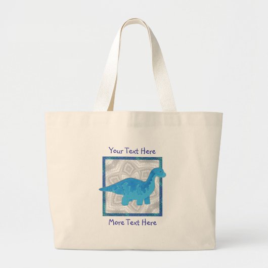 Grand Tote Bag Dino bleu Fourre-tout (Devant)