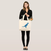 Grand Tote Bag Dinosaure bleu (Devant (modèle))
