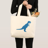 Grand Tote Bag Dinosaure bleu (Devant (produit))
