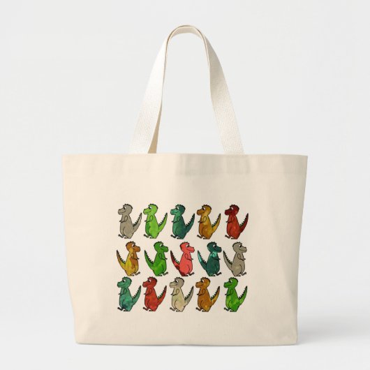 Grand Tote Bag Dinosaures mignons colorés (Devant)
