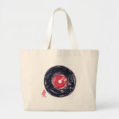 Grand Tote Bag Disque vinyle Retro Grunge avec fleurs de Sakura (Devant)