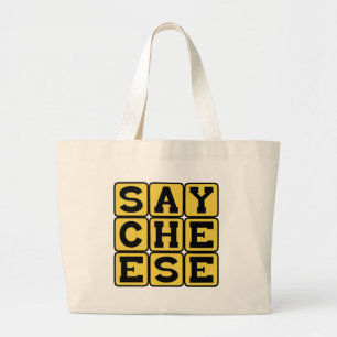Grand Tote Bag Dites le fromage, la demande du photographe