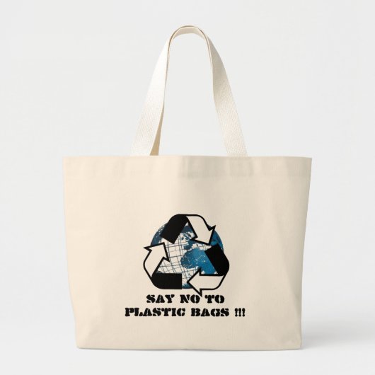 Grand Tote Bag Dites NON aux sachets en plastique ! ! ! (Devant)