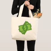Grand Tote Bag Dollar de l'argent du dessin (Devant (produit))