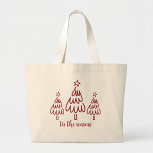 Grand Tote Bag Doodle Dessiné à la Main Fantaisiste Rouge