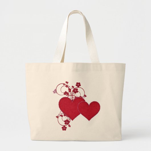 Grand Tote Bag Double Red Hearts & Parties scintillant Design Sai (Devant)