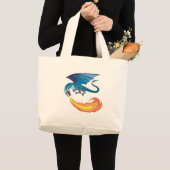 Grand Tote Bag dragon bleu souffle (Devant (produit))