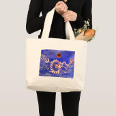 Grand Tote Bag DRAGON DE MER RUBY, noir et blanc rouge (Devant (produit))