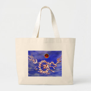 Grand Tote Bag DRAGON DE MER RUBY, noir et blanc rouge