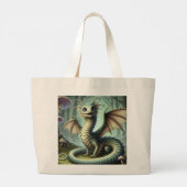 Grand Tote Bag Dragon Jabberwocky Cute Imaginaire Créature Art (Dos)