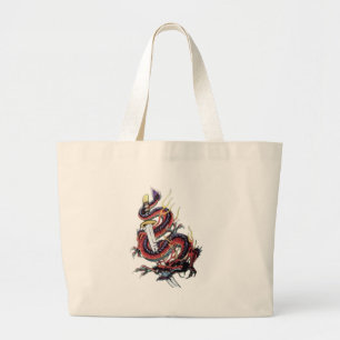 Grand Tote Bag Dragon japonais Katana de Sui Riu
