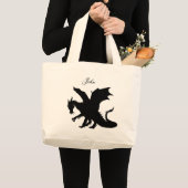 Grand Tote Bag Dragon noir (Devant (produit))