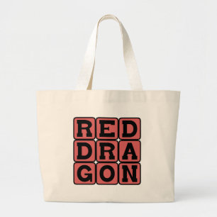 Grand Tote Bag Dragon Rouge, Créature qui Crache du Feu