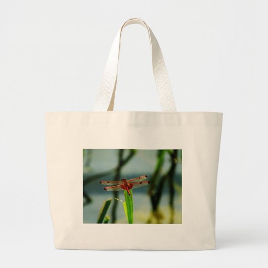 Grand Tote Bag Dragonfly rouge et noire tachetée (Devant)