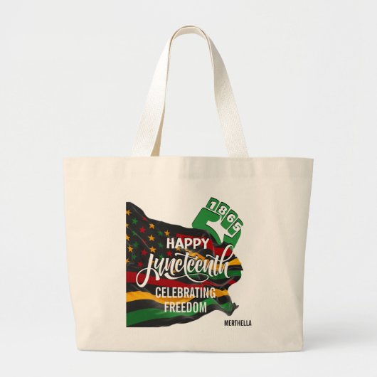 Grand Tote Bag Drapeau Afro-Américain JUNETEENTH (Devant)