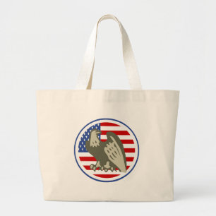 Grand Tote Bag Drapeau américain de l'aigle