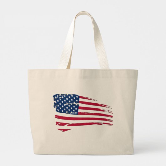 Grand Tote Bag Drapeau américain dégoûté (Dos)