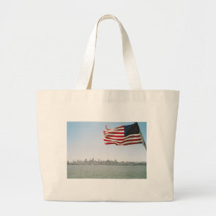 Grand Tote Bag Drapeau américain et littoral
