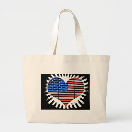 Grand Tote Bag Drapeau américain Patriot Heart (Devant)