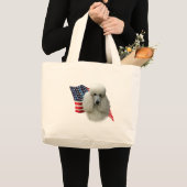Grand Tote Bag Drapeau de caniche (blanc) (Devant (produit))