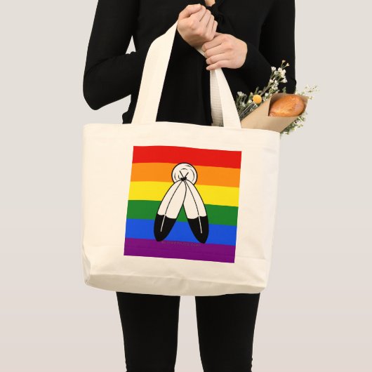 Grand Tote Bag Drapeau de fierté bispirituel de SlipperyJoe's sym (Devant (produit))
