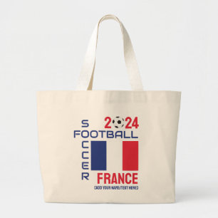 Grand Tote Bag Drapeau de la FRANCE Football Nom personnalisé 202