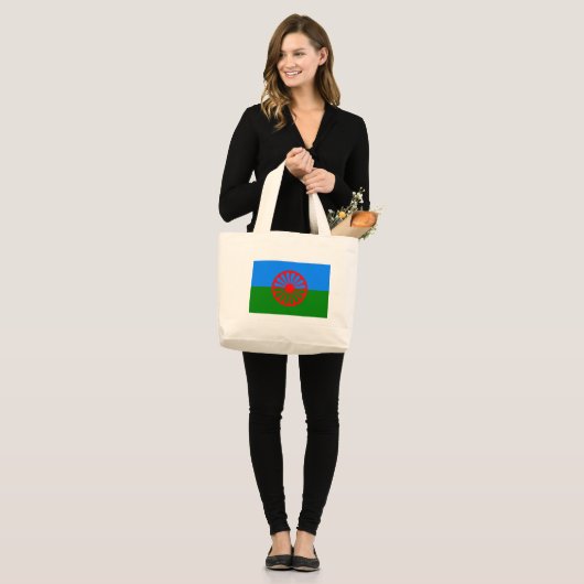Grand Tote Bag Drapeau de Roma (drapeau Romani) (Devant (modèle))