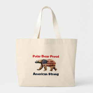 Grand Tote Bag Drapeau d'ours polaire Amérique