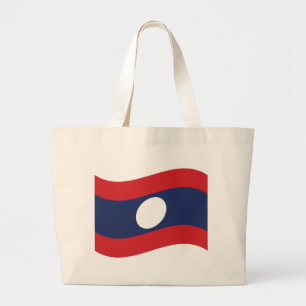 Grand Tote Bag Drapeau du Laos agité