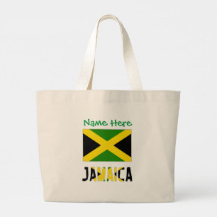 Grand Tote Bag Drapeau jamaïcain vert personnalisation jamaïcaine