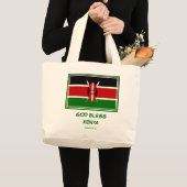 Grand Tote Bag Drapeau kényan patriotique DIEU BLESS KENYA (Devant (produit))
