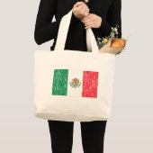 Grand Tote Bag Drapeau mexicain affligé (Devant (produit))