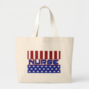 GRAND TOTE BAG DRAPEAU PATRIOTIQUE DES ETATS-UNIS D'INFIRMIÈRE