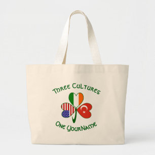Grand Tote Bag Drapeaux Américains Irlandais Turcs Trèfle Personn