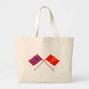 Grand Tote Bag Drapeaux croisés de la Norvège et du Sør-Trønd