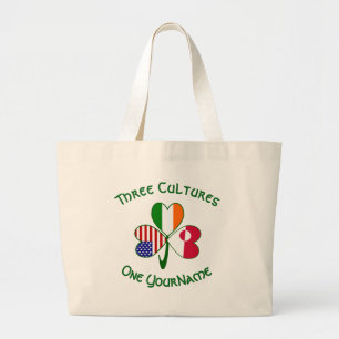 Grand Tote Bag Drapeaux irlandais américains Groenlandais Trèfle