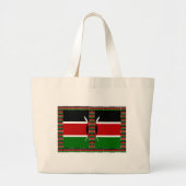 Grand Tote Bag Drapeaux miniers sans fil du Kenya Frames Art (Devant)