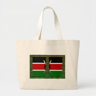 Grand Tote Bag Drapeaux miniers sans fil du Kenya Frames Art