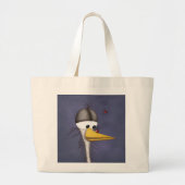Grand Tote Bag Drôle Cartoon Egret (Devant)