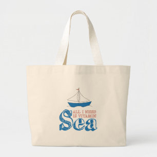 Grand Tote Bag Drôle Citation Nautique Voilier Dessin Vitamin Mer