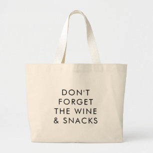 Grand Tote Bag Drôle N'oubliez pas l'épicerie du vin et des col