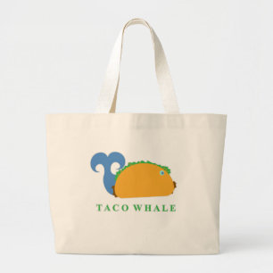Grand Tote Bag Drôle Taco Whale personnage de dessin