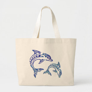 Grand Tote Bag Duo tribal de marsouin de tatouage