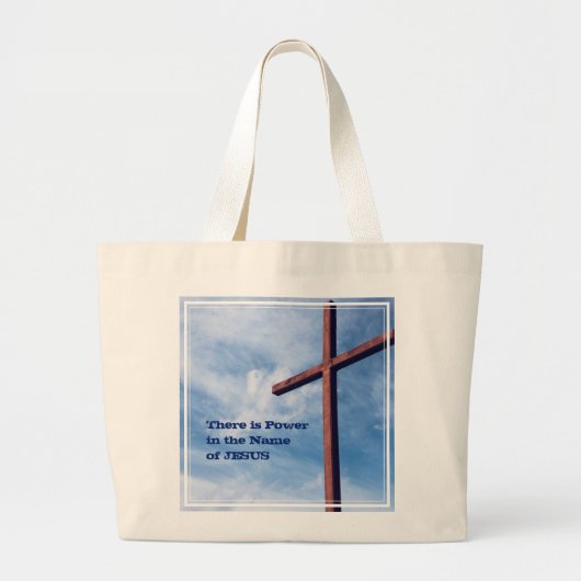 Grand Tote Bag Easter JESUS Power Nom Christian Cross (Devant)